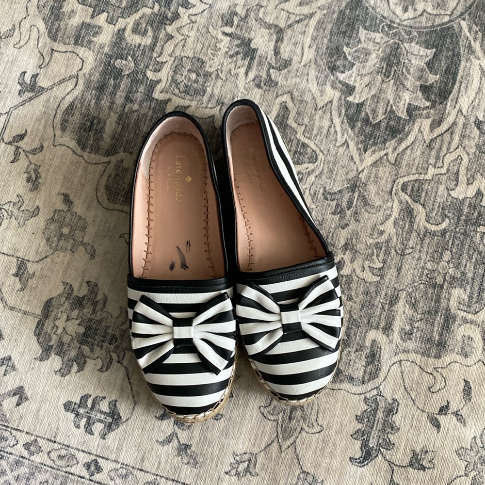 Kate Spade Linds Striped Leather Bow Espadrilles Size 8